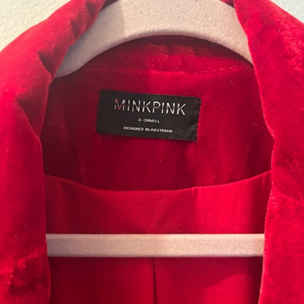 Free People MINKPINK Rich Ruby Velvet Lined Injection Blazer - Picture 3 of 16